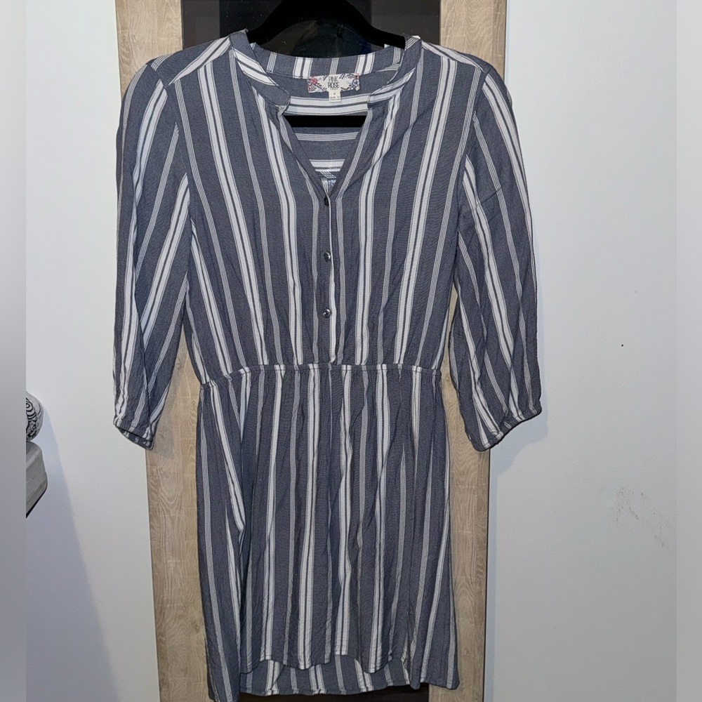 Denim blue stripped dress, long sleeve